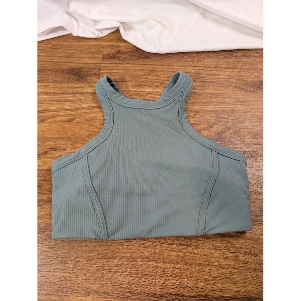 Lululemon Ribbed Nulu High-Neck Ribbed Sports Bra in Teal Women's Size 8